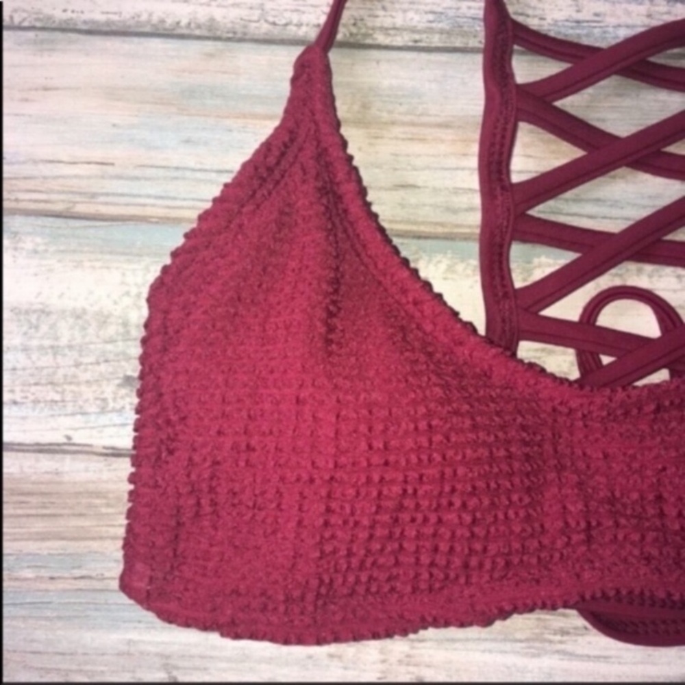 Xhilaration Red Bikini Top Small Ladder Back Strappy Swim Top - Picture 3 of 6